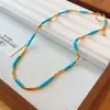 Qinglan Flor Historia Oro Real Chapado Circonita Azul Pendientes Collar Cadena Clavícula Lujo Ligero Nicho Fresco y Suave Juego de Joyería