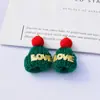 Chapéu de Natal de Lã Tricotado Estilo Coreano Mini Chapéu Pequeno Brinquedo de Natal Decoração Pompons Enfeites Acessórios