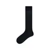 Calcetines Nuevos de Tubo Largo Estilo Japonés para Mujer, 240 Agujas, Transpirables Negros de Media Caña, Color Sólido, Cálidos para Pantorrilla, Delgados Estilo Verano