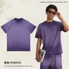 Camiseta de dos tonos degradados lavada de comercio exterior, popular en redes sociales, estilo unisex moderno, algodón puro, estilo yermo, manga corta, hecho a medida