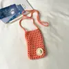 Shuai Mi Jia 2026 Nova Bolsa Trançada Fofa Bolsa Transversal para Celular Bolsa Pequena de Tricô Vazado Bolsa de Praia
