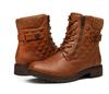 Otoño e Invierno Exportación Europea y Americana Botines Cálidos Cortos para Mujer con Cremallera Lateral Botas Planas Hebilla de Cinturón con Cordones Botas de Cuero Suministro Wish