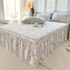 Faldón de Cama de Encaje 100% Algodón Pieza Única Verano Antideslizante Cubierta de Cama de Algodón Puro Estilo Faldón de Cama Estilo Princesa 1.5m/1.8m Cubierta Protectora
