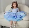Vestido Princesa Rosa com Manga Bufante para o Natal, Vestido de Tule com Lantejoulas para Meninas Jovens, Vestido Doce e Fofo para Festa de Um Ano, Transfronteiriço