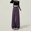 Calça Jeans Reta de Cintura Alta Vintage Lavada 2025 Slim Fit Design Sem Elasticidade Moda Feminina