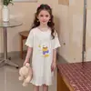 Nuevo estilo de verano para niñas, bata de noche de algodón de bambú, ropa de casa de manga corta, vestido infantil transpirable y ligero, versión coreana