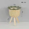 Estante para Plantas y Flores de Ratán de Pie para Sala de Estar de Madera Maciza Cesta de Flores Tejida para Balcón Estante de Almacenamiento para Plantas Verdes Transfronterizo