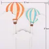 Pastel de Cumpleaños de Globo Aerostático Estéreo Adornos Decorativos Nubes de Malvavisco de Felpa Bandera para Pastel de Mesa de Postres