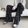 Calças xadrez de primavera e outono para homens, estilo britânico, corte reto, fluidas, marca trendy do Instagram, estilo de Hong Kong, moda japonesa, casuais, retrô, calças de corte solto