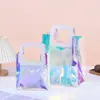 Bolsa de Mão Colorida de Gelatina Transparente Cor Mágica Laser Bolsa de Mão Logotipo Personalizado Moda Rua PVC Portátil Bolsa de Presente