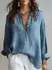 Camisa casual artística de manga larga de color sólido vintage transfronteriza europea y americana de Amazon, nuevo top versátil de moda de verano