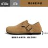 Zapatos Burken de Cuero Genuino para Mujer Estilo Retro de Punta Redonda Suela Suave Punta Media Combinan con Todo Zapatos para Dedo Gordo Aumento Interno Fáciles de Poner Zapatos Burken