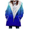 Venta caliente transfronteriza 2023 nueva gabardina para mujer invierno engrosada estilo europeo y americano color degradado abrigo con capucha al por mayor