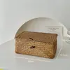 Caixa de Armazenamento de Mesa Tecida Japonesa Cesta de Armazenamento de Lanches e Diversos para Mesa de Chá Doméstica Estilo Ins Cesta de Armazenamento Tecida com Palha com Tampa