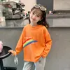 Camiseta base de algodón puro con estampado de dibujos animados para niños, top de moda, nuevo estilo primavera y otoño 2026, camiseta elegante de manga larga para niñas