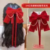 Grampo festivo vermelho Acessórios de cabelo para bebês Ano Novo acessórios infantis estilo chinês grampo laço de menina cocar de Ano Novo
