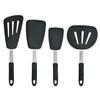 Silicone utensílios de cozinha cozinha cozinhar pá de fritura pá de aço inoxidável pá de cozinha espátula densa pá de vazamento pá de silicone pá de silicone conjunto de 4 peças