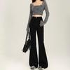 Roupa Exterior Pequena Cobrindo o Quadril Look Slim Micro-jeans Preto 2025 Calças Flare Ferradura Tendência Feminina Coreana