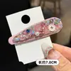 Presilha de cabelo feminina, doce e requintada, com strass de cristal, laço rosa, presilha BB, novo modelo 2026, presilha para franja lateral, grampo de cabelo