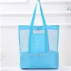 Bolsa de Ombro Portátil Bolsa de Piquenique de Camada Dupla Bolsa Térmica Portátil para Almoço ao Ar Livre Bolsa Esportiva com Separação de Seco e Molhado