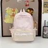 Mochila Escolar Rayada Simple Casual Estilo Coreano para Estudiantes de Secundaria y Preparatoria Mujeres, Mochila Suave para Clase, Viajes Diarios y Viajes