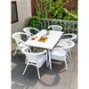 Mojia Lazer ao Ar Livre Combinação de Mesa e Cadeira Nórdica Pátio Jardim Terraço Cadeira Branca Varanda Cadeira Externa Imitação de Rattan