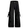 Calça Cargo Oreeta Estilo Hip-Hop Americano Estampada com Letras Unissex Tendência High Street Multi-Bolsos Perna Larga Casual
