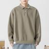 Camisa Polo de Algodón Piqué de Peso Pesado con Mangas Largas para Hombre Otoño e Invierno Nueva Marca Americana Suelta de Moda Sudadera de Color Puro con Cuello