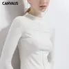 Nueva Camiseta de Manga Larga Sólida Elástica Ajustada de Cuello Alto Medio para Mujer, Top Versátil Base, Moda Primavera 2018