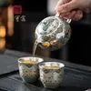 Juego de Té Kung Fu Guobao Kiln Plateado en Plata Gama Alta Tetera de Plata 999 Taza de Té de Plata Portátil Regalo Práctico para Negocios