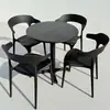 Combinación de Mesa y Sillas para Exteriores Tienda de Té con Leche Negra Mesa para Exteriores Patio de Ocio al Aire Libre Balcón de Plástico para Exteriores Impermeable y Protección Solar