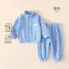 Traje Polar para Niños Ropa de Otoño e Invierno para Bebé Chaqueta para Niño Pantalones Cálidos Conjunto de Dos Piezas Dividido para Niña Ropa Exterior