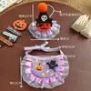 Babero de Halloween para Mascotas, Set de Sombrero Divertido de Cabeza de Calabaza para Gato y Collar, Decoración Fotográfica de Fantasma Osito para Perro