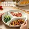 Plato de comida de plástico con tres compartimentos para adultos, plato de comida 211 para reducción de grasa, especialmente diseñado para la pérdida de peso, con control de porciones, apto para microondas y vapor