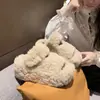 Chinelos peludos simples, com sola grossa, de 7 cm de altura para aumentar a estatura, para mulheres, adequados para uso externo, novos chinelos de algodão slip-on estilo coreano outono/inverno 2026