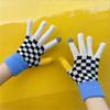 210171 Guantes Cálidos de Punto de Moda para Mujer Invierno Estilo Coreano Cuadros de Tablero de Ajedrez Combinan con Todo Pantalla Táctil Dedos Completos Montar