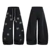Calça de moletom casual com estampa de estrelas, estilo retro americano, perna curva, oem