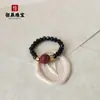 Anillo de Cinabrio Piedra Cruda Arena Dorada Púrpura Cuentas Pixiu Flor Rosa Anillo de Espinela Anillo Elástico Suministro en Vivo