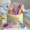 Decoraciones de Adornos para Pastel de Celebridad de Internet Unicornio Arcoíris Carrusel Pony Adornos Niña Princesa Mesa de Postres Enchufe