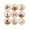 Hk070-T Adesivos Redondos Decorativos de Cowboy Ocidental para Cartão de Saudação Envelope Selo Adesivo Adesivos de Cowboy