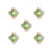 Colgante Geométrico de Trébol de Cuatro Hojas Doble Colgante Colorido con Pedrería Accesorios para Joyería DIY Pendiente Pulsera W502