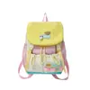 Mochila Escolar Color-Blocking Dopamina para Alunos do Ensino Fundamental, Mochila com Tampa de Grande Capacidade para Alunos do Ensino Médio, Mochila de Viagem Fofa para Meninas