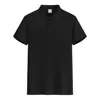 Polo Casual de Negócios de Manga Curta com Gola Lapela de Cor Pura de Alta Qualidade e Luxo Leve Camiseta Masculina de Alta Elasticidade de Secagem Rápida