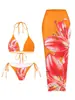 Nuevo Traje de Baño Sexy Estampado de Tres Piezas Estilo Europeo y Americano de Comercio Exterior Transfronterizo Edición Fija Estampada Amazon Charm Lily