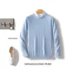 Tricô Masculino Gola Redonda Listrado Vertical Fino 100% Lã Outono e Inverno Casual de Negócios Tricô com Textura de Ponto Slim Fit Masculino