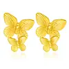 Moda Europea y Americana Lujo Accesible Pendientes de Acero de Titanio Forma de Mariposa Acero Inoxidable Chapado en Oro de 18 Quilates Diseño de Nicho Pendientes para Niñas
