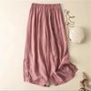 Pantalones Vintage de Algodón y Lino Bordados Estilo Chino de Nueve Puntos Nuevos de Pierna Ancha para Mujer, Verano Delgados Elásticos Artísticos Casuales Sueltos tipo Falda
