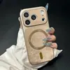 Funda magnética para teléfono con patrón de plumas y ventana de visualización grande, adecuada para Apple 17PROMAX, sensación de alta gama, moderna para 16/15/13