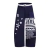 Comercio Exterior Transfronterizo Hombres y Mujeres Calle Alta Americana Estampado de Letras Camuflaje Cintura Elástica Pantalones Casuales Pierna Ancha Suelta Pantalones Largos