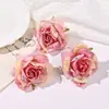 Flor de Rosa Europeia com Borda Queimada em Seda Cabeça de Flor de Rosa Casamento Flor Artificial Decoração Casa Arranjo de Flores Rosas Enroladas com Flores
